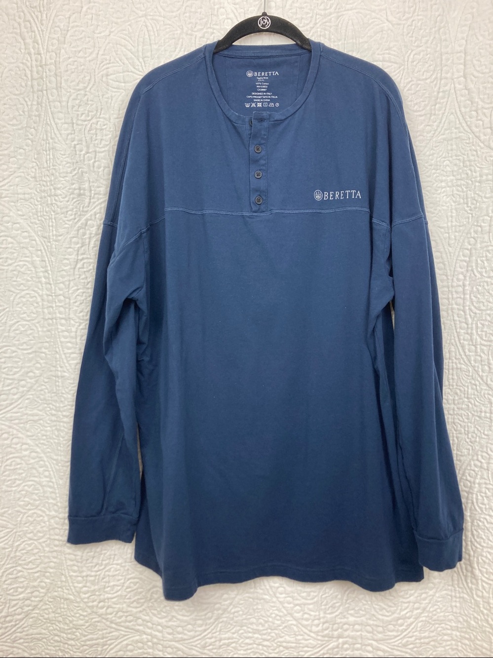 Beretta Men’s Navy Long Sleeve Henley T-Shirt sz XXXL